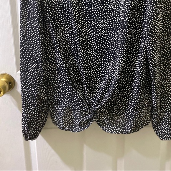 LOFT Dotted Mixed Media Twist Hem Top - Picture 6 of 14